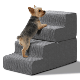 4-Step Dog Stairs Steps for High Bed, Pet Steps for Small Dogs and Cats, Non-Slip Removable Washable Cover Ramp for Indoor Outdoor Car SUV Couch